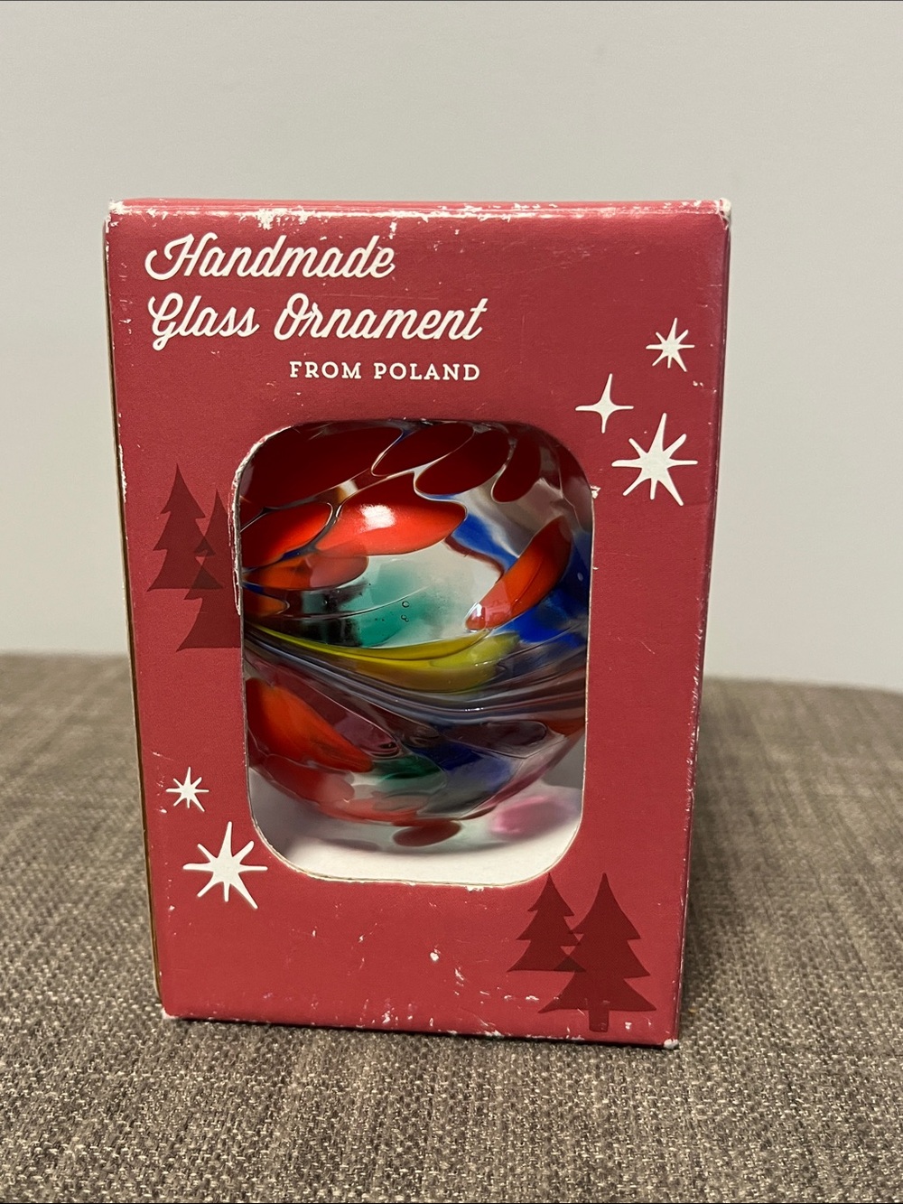 Zorza Handmade Glass Ornament From Poland Mouthblown Art Glass Ball NIB